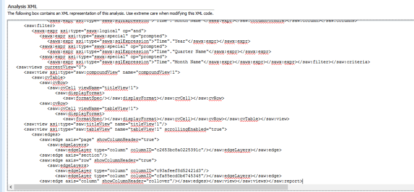 report with no hidden saved selection