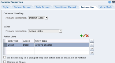 Summary - Column - Action link
